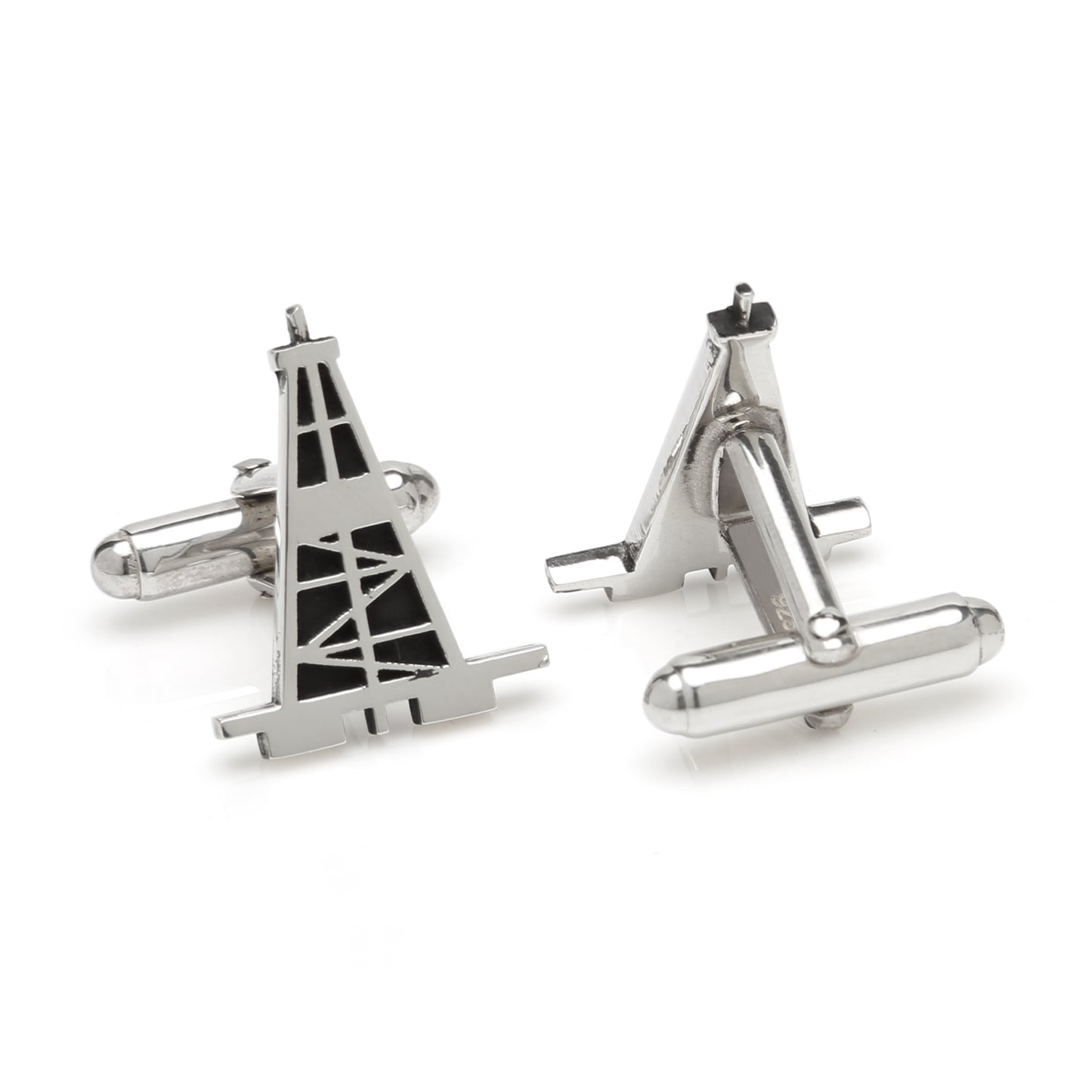 Sterling Silver Oil Derrick Cufflinks Image 2