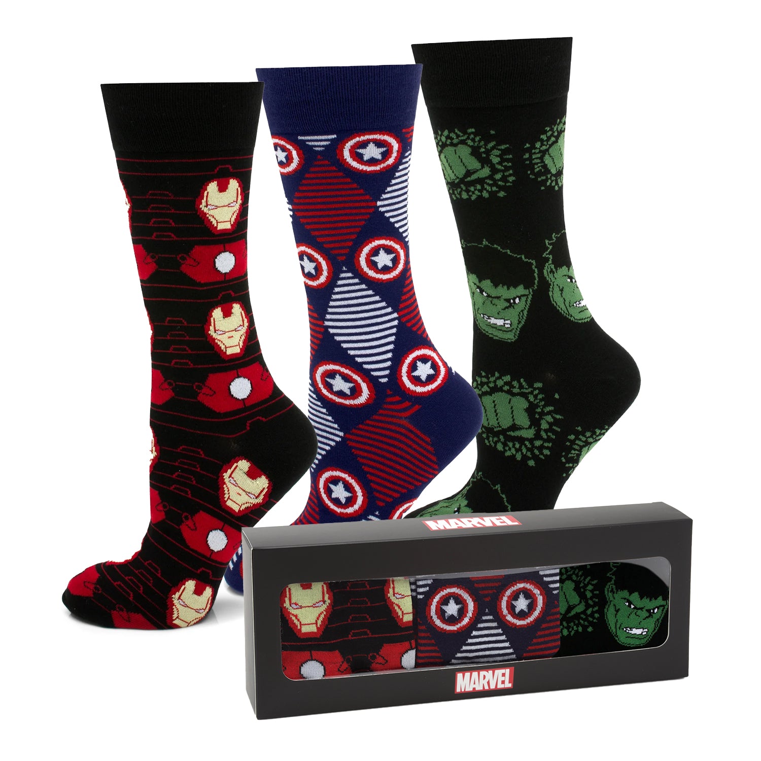 Marvel Avengers Favorites 3 Pair Socks and Lapel Pin Gift Set Image 2