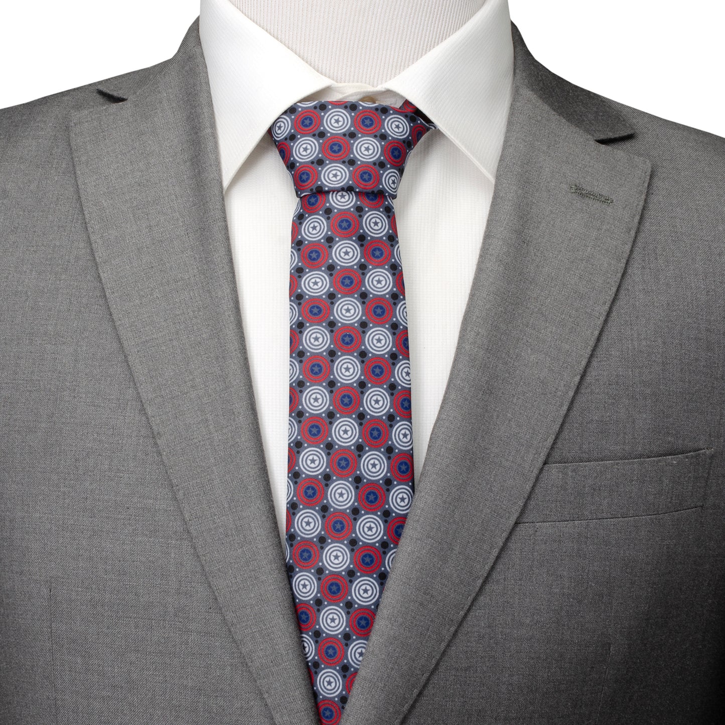 Captain America Gray Dot Men's Tie Image 2