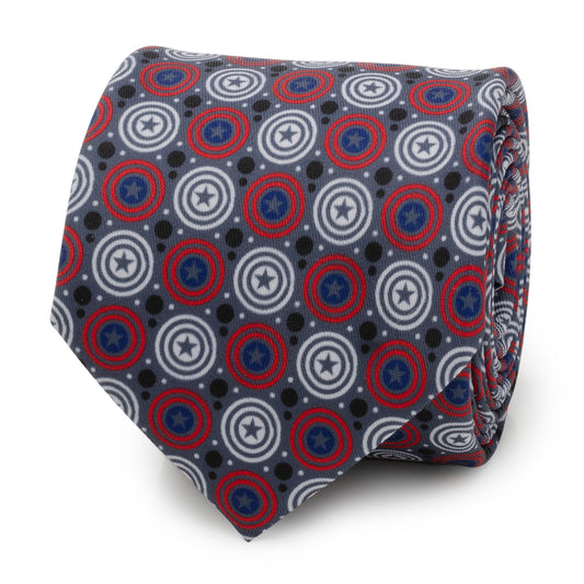 Captain America Gray Dot Men's Tie Image 1