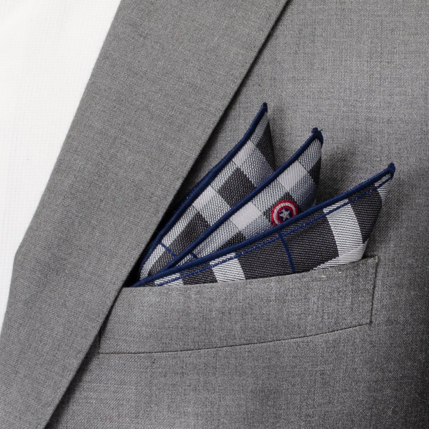 Captain America Gray Plaid Pocket Square Image 2