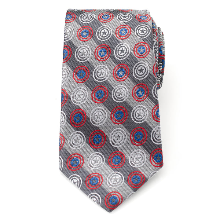 Captain America Gray Stripe Men's Tie Image 3