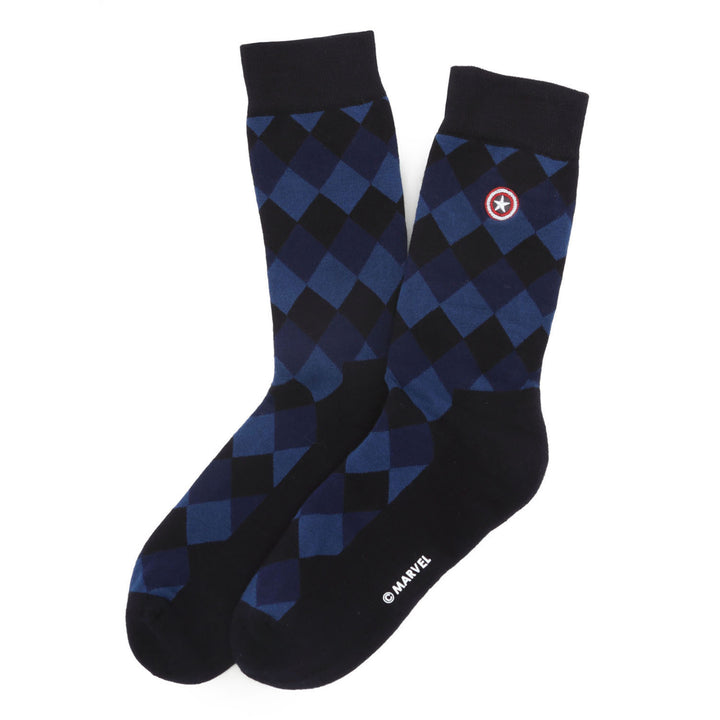 Captain America Argyle Blue Men's Socks Image 2