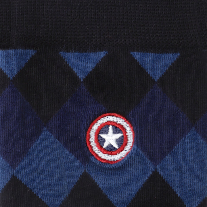 Captain America Argyle Blue Men's Socks Image 3