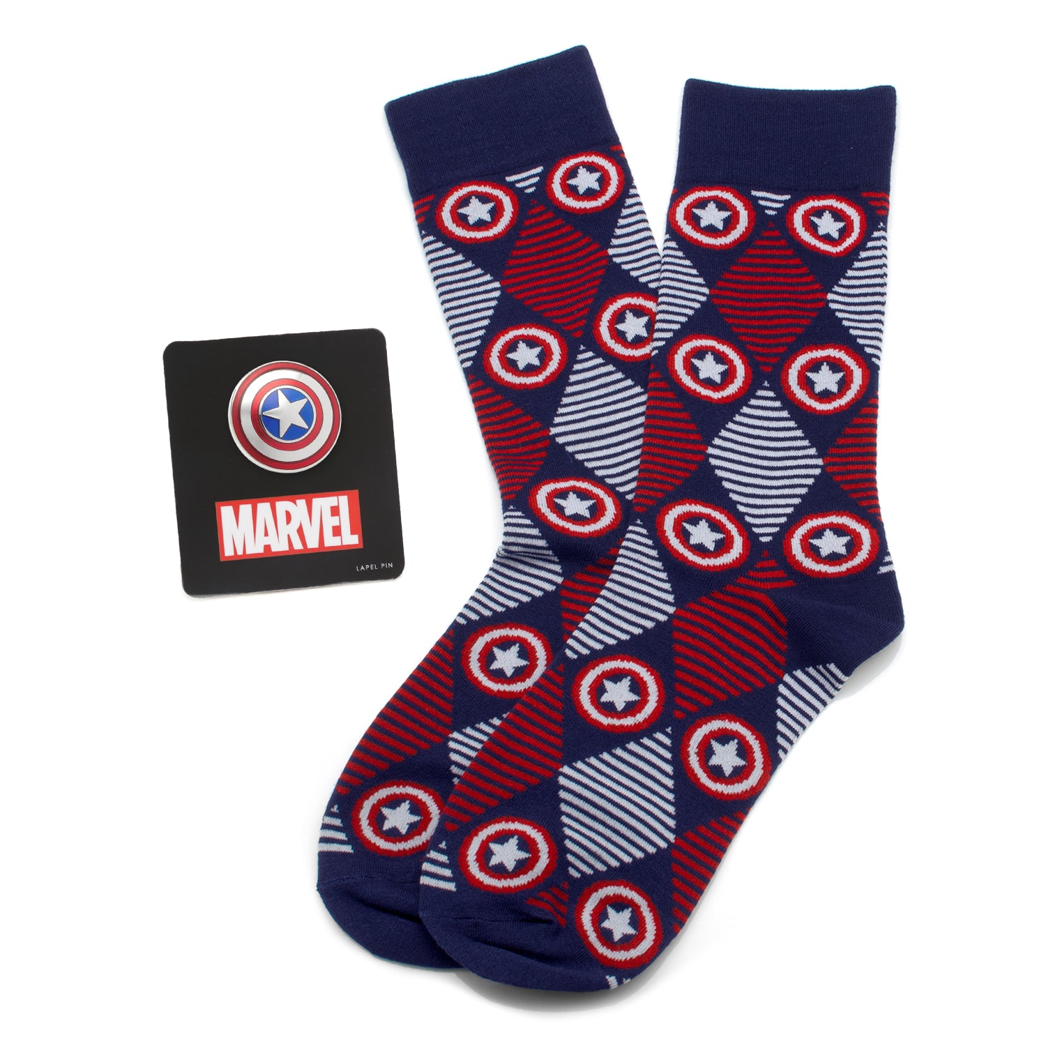 Marvel Captain America Navy Argyle Stripe Gift Set Image 1