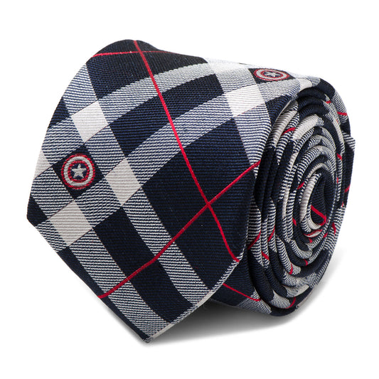 Captain America Blue Plaid Tie Image 1