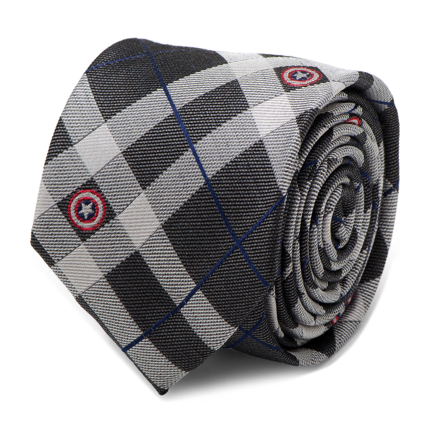 Captain America Gray Plaid Tie Image 1