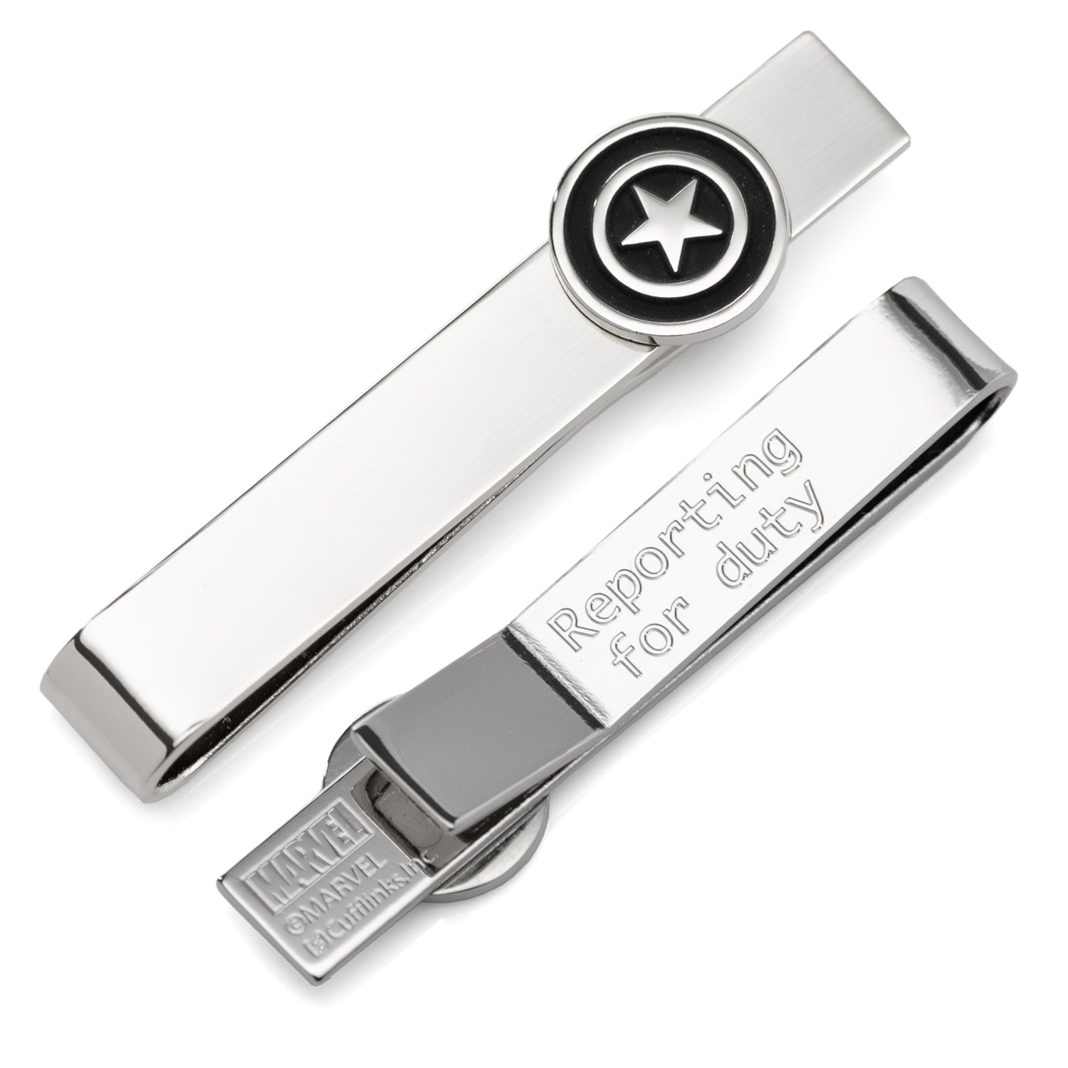 Captain America Silver Hidden Message Tie Bar Image 1