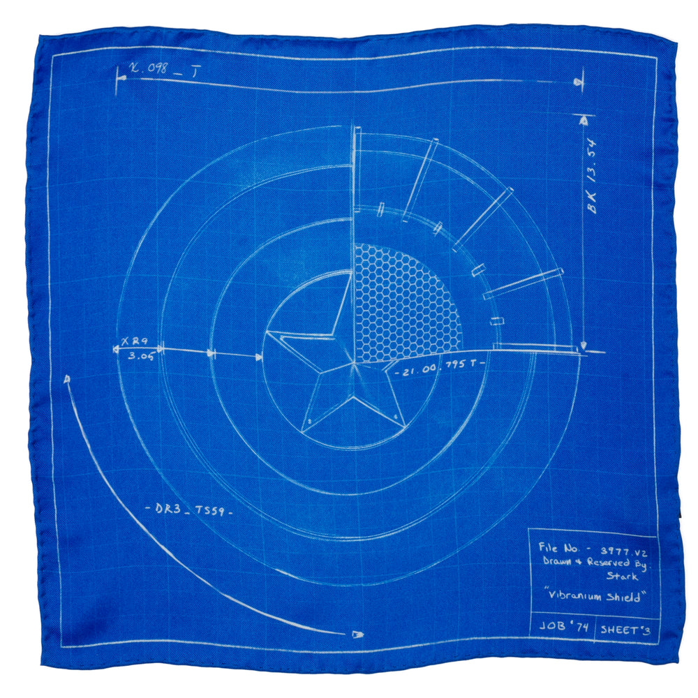 Marvel Captain America Shield Blueprint Pocket Square