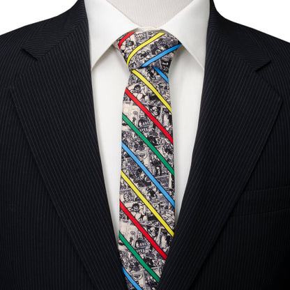 Marvel Comic Stripe Tan Men's Tie Image 2