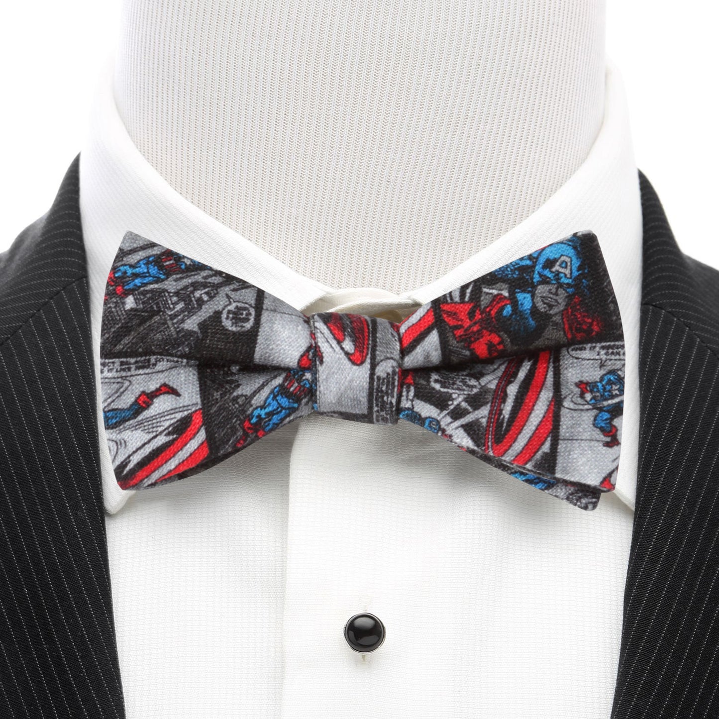 Captain America Comic Gray Men's Bow Tie Image 2