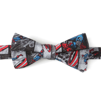 Captain America Comic Gray Men's Bow Tie Image 1