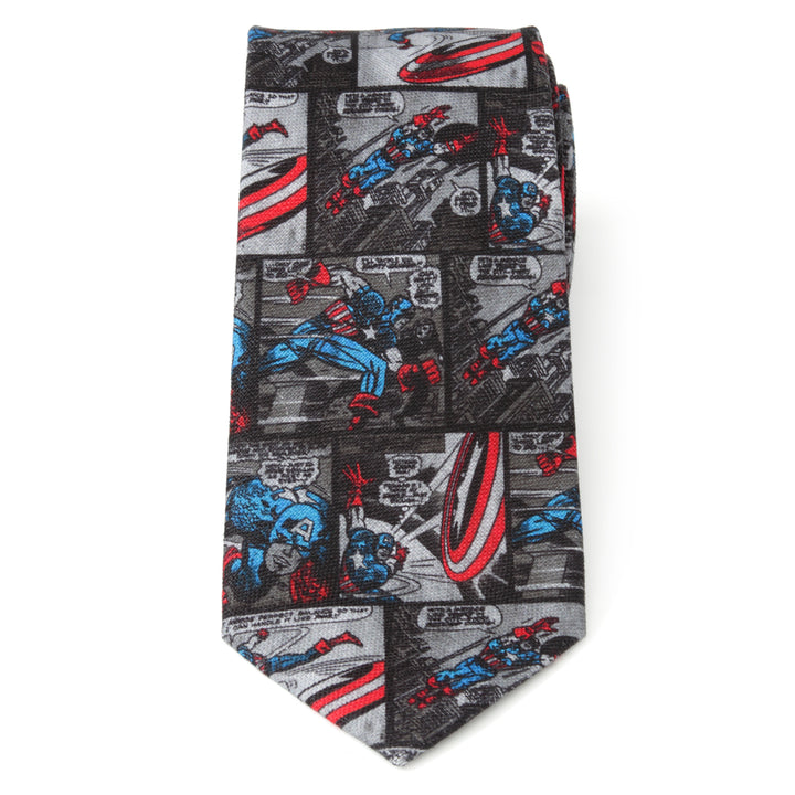 Captain America Comic Gray Men's Tie Image 3