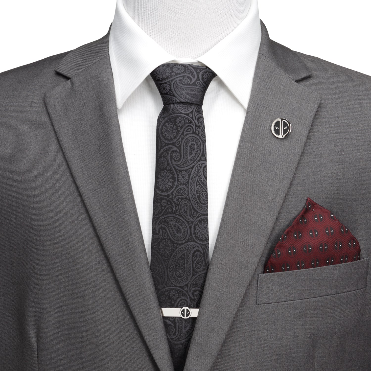 Deadpool Hidden Paisley Black Silk Men's Tie Image 2