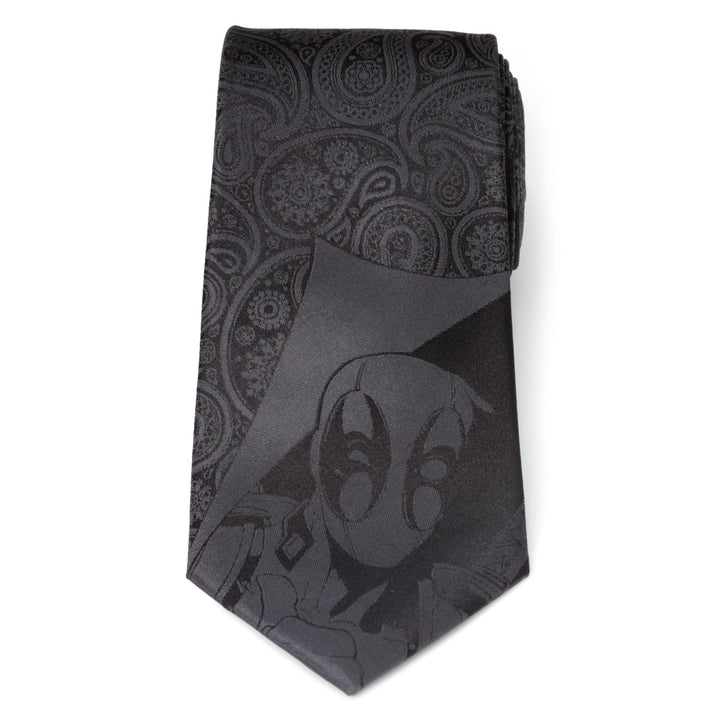 Deadpool Hidden Paisley Black Silk Men's Tie Image 3