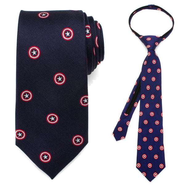 Father and Son Captain America Zipper Necktie Gift Set Image 1
