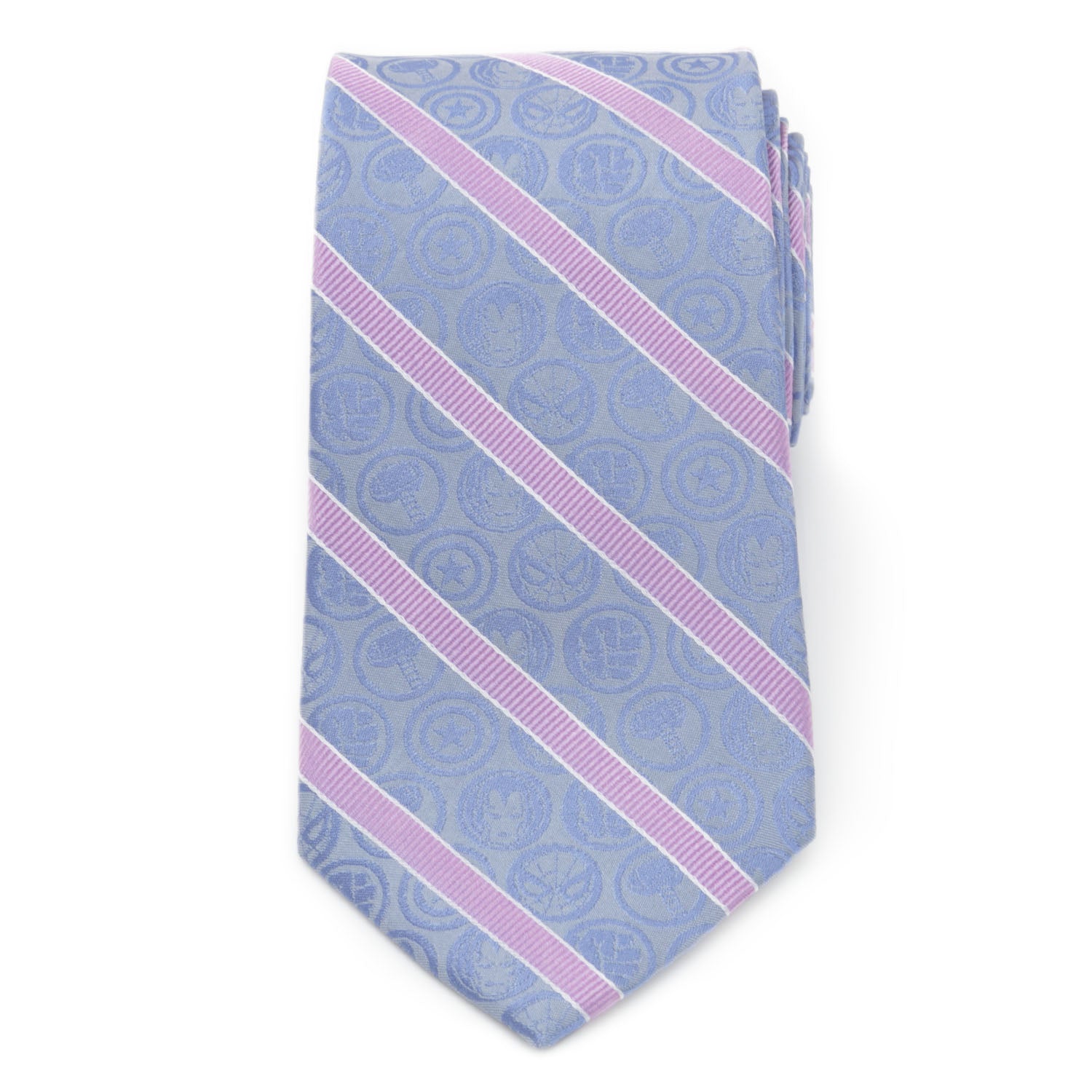 Marvel Comics Blue and Pink Stripe Silk Men's Tie Image 3