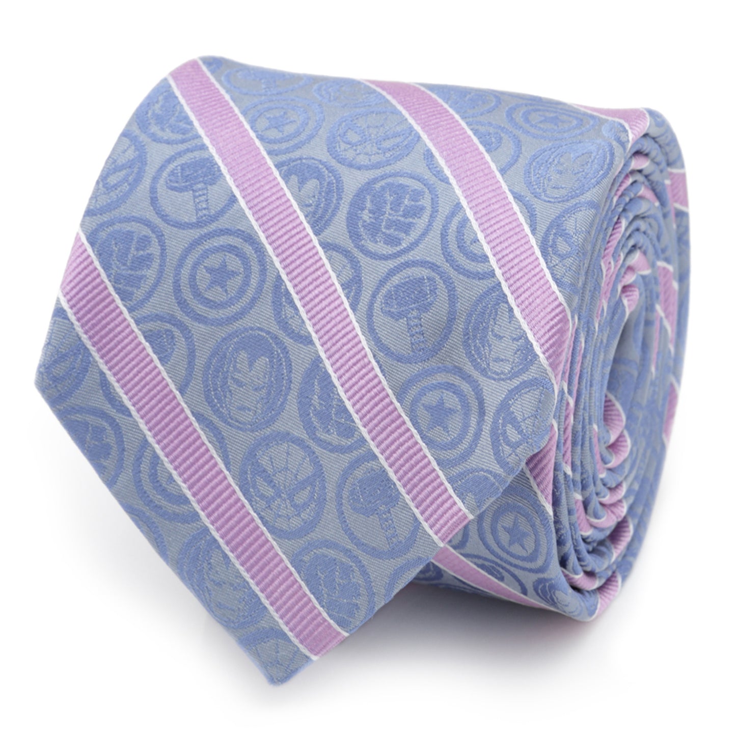 Marvel Comics Blue and Pink Stripe Silk Men's Tie Image 1