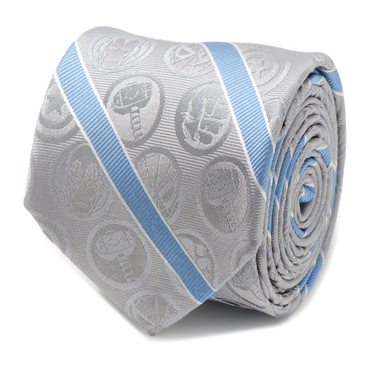 Marvel Comics Gray and Blue Stripe Men's Tie Image 1