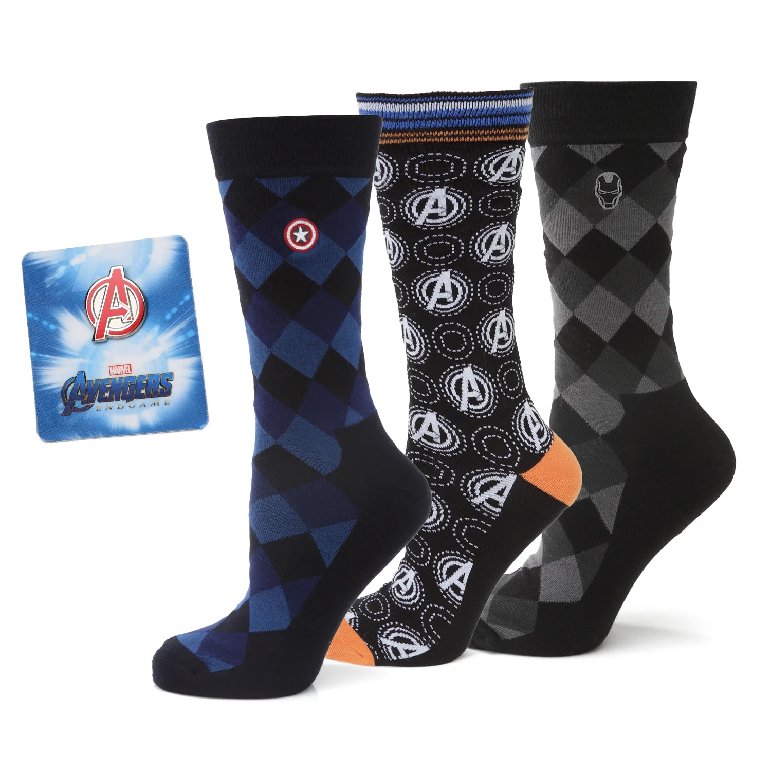 Marvel Argyle 3 Socks Pack and Lapel Pin Gift Set Image 1