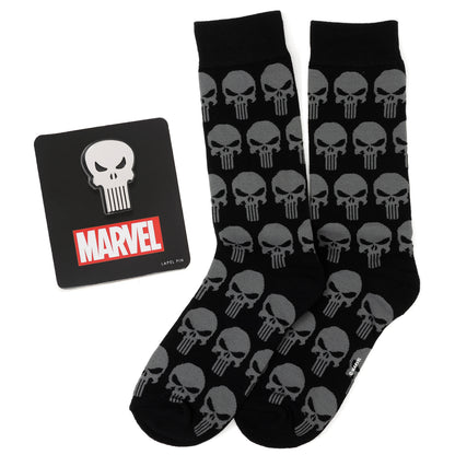 Punisher Black Socks and Silver Lapel Pin Gift Set Image 1