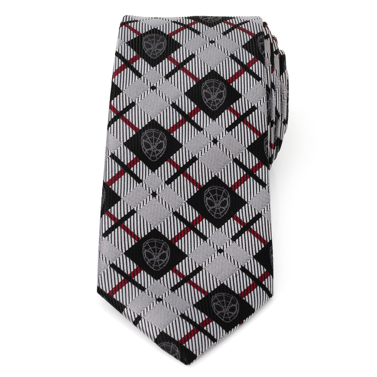 Spider-Man Plaid Black Men's Tie Image 3