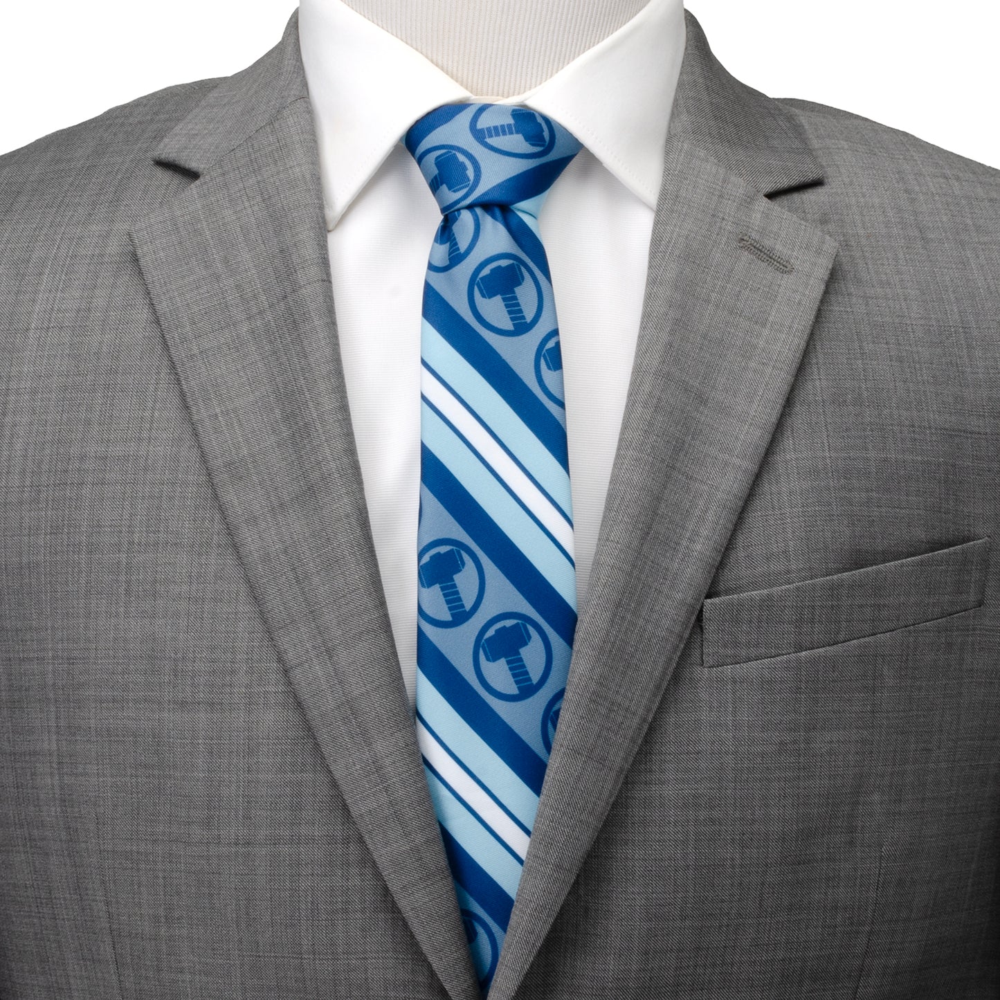 Thor Blue Striped Men's Tie Image 2