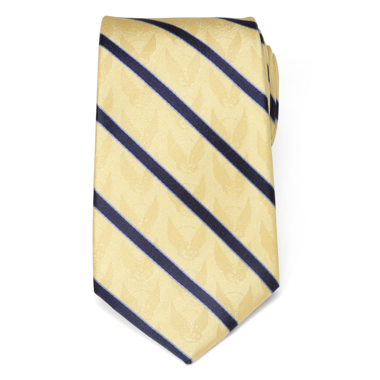 Wolverine Mask Yellow and Navy Stripe Silk Men's Tie Image 3
