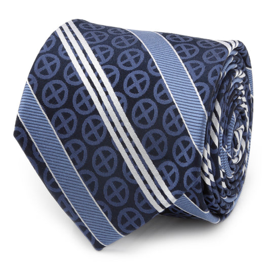 X-Men Symbol Navy Stripe Men's Tie Image 1