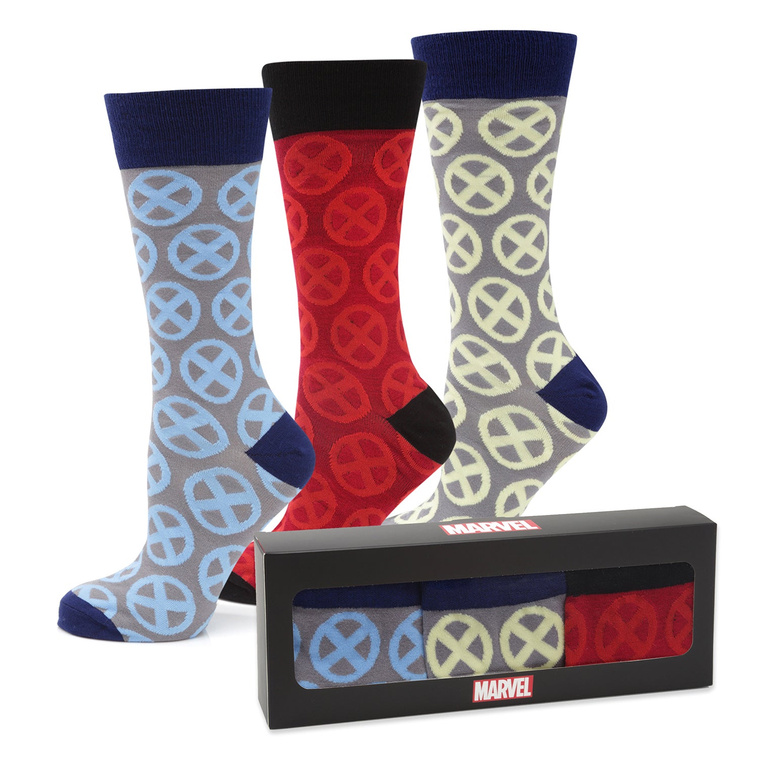 Marvel X-Men Socks 3 Pack with Lapel Pin Gift Set Image 2