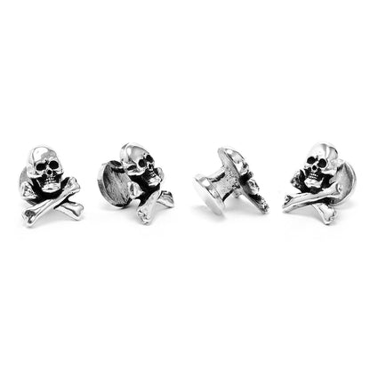 Sterling Skull and Crossbones Tuxedo Studs Image 2