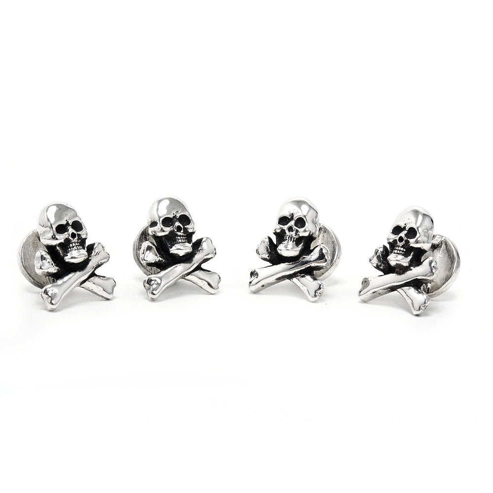 Sterling Skull and Crossbones Tuxedo Studs Image 1