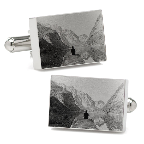 Custom Engraved Block Photo Cufflinks Image 1