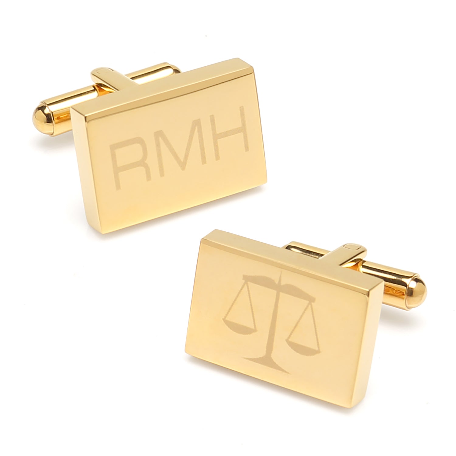 Graduating from law school is a remarkable achievement, so celebrate the moment with this set of classic gold Law School Graduation Cufflinks. Add initials to one cufflink and find the scales of justice on the other. It's the perfect gift for creating lasting memories. Our cufflinks will stand up to wear and maintain their sleek, shiny look thanks to being crafted from durable stainless steel. Image 1
