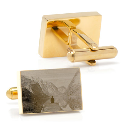 Custom Engraved Gold Plated Block Cufflinks Image 4