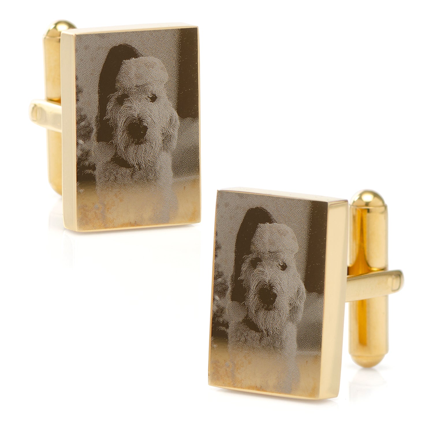 Custom Engraved Gold Plated Block Cufflinks Image 6