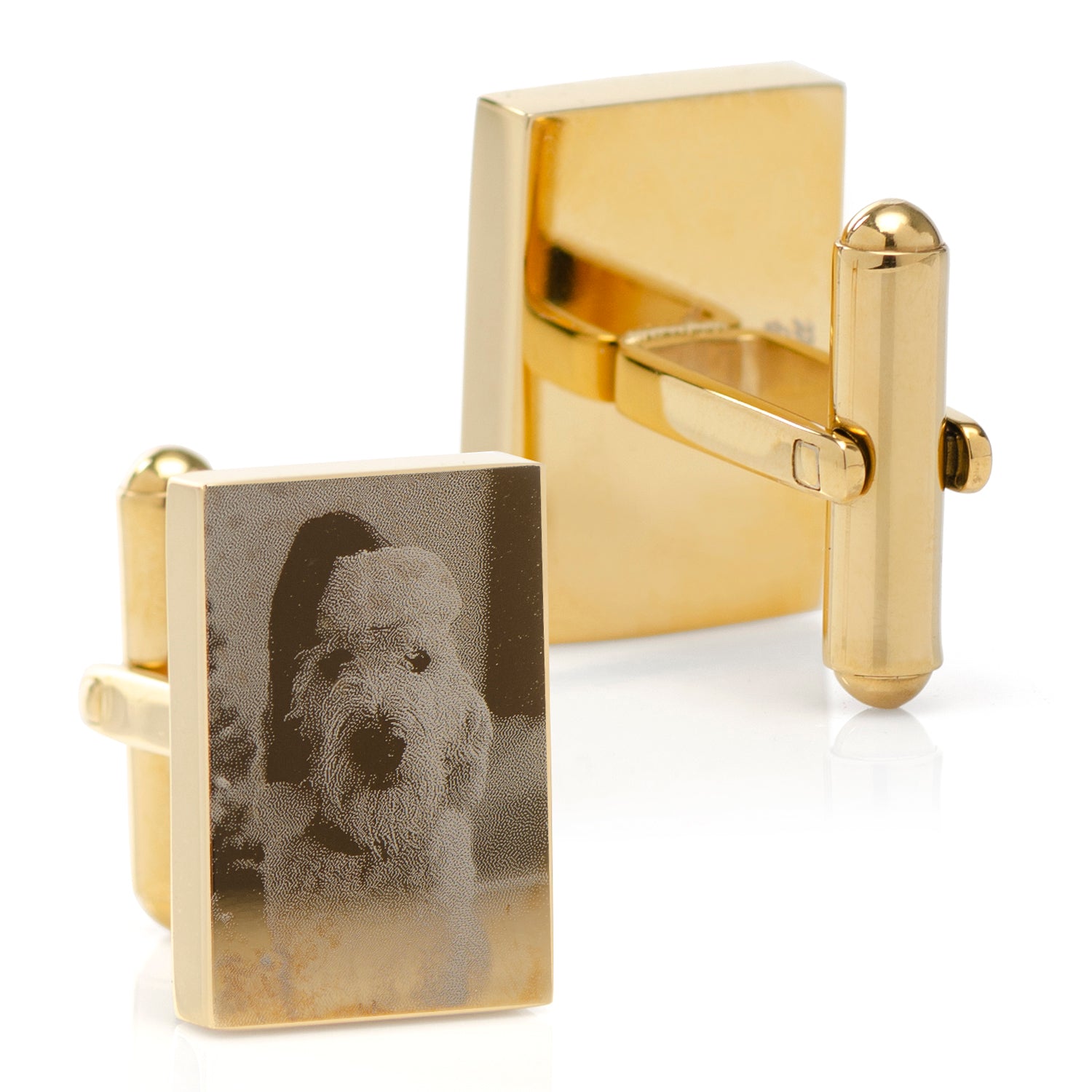 Custom Engraved Gold Plated Block Cufflinks Image 7