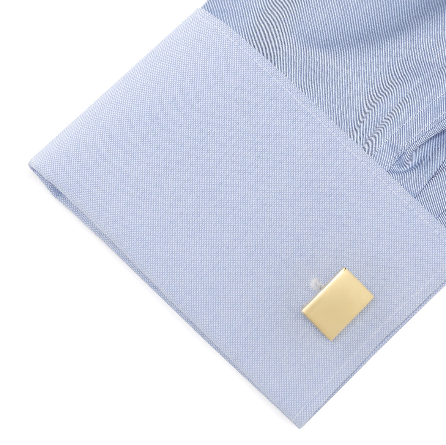 Stainless Steel Gold Plated Block Engravable Cufflinks Image 2