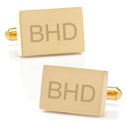 Stainless Steel Gold Plated Block Engravable Cufflinks Image 5
