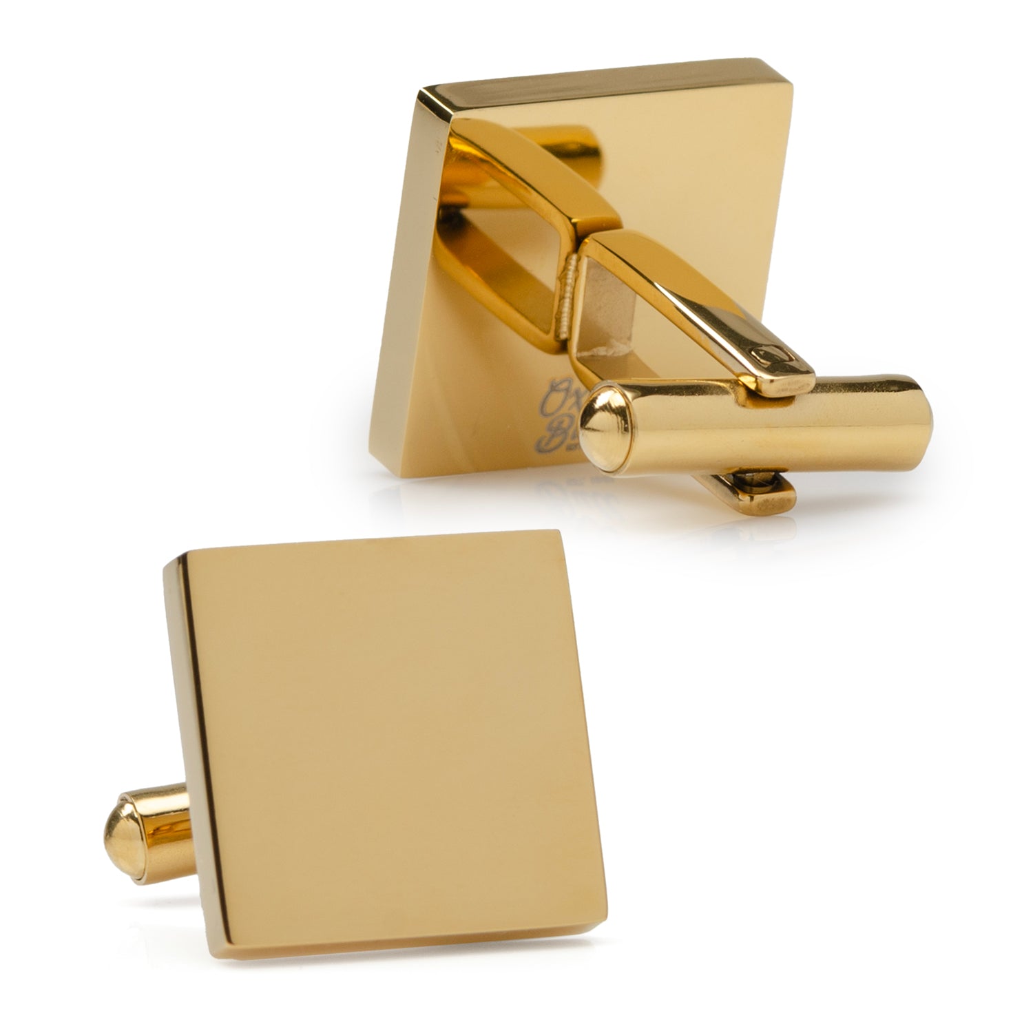 Gold Stainless Engravable Square Cufflinks Image 3