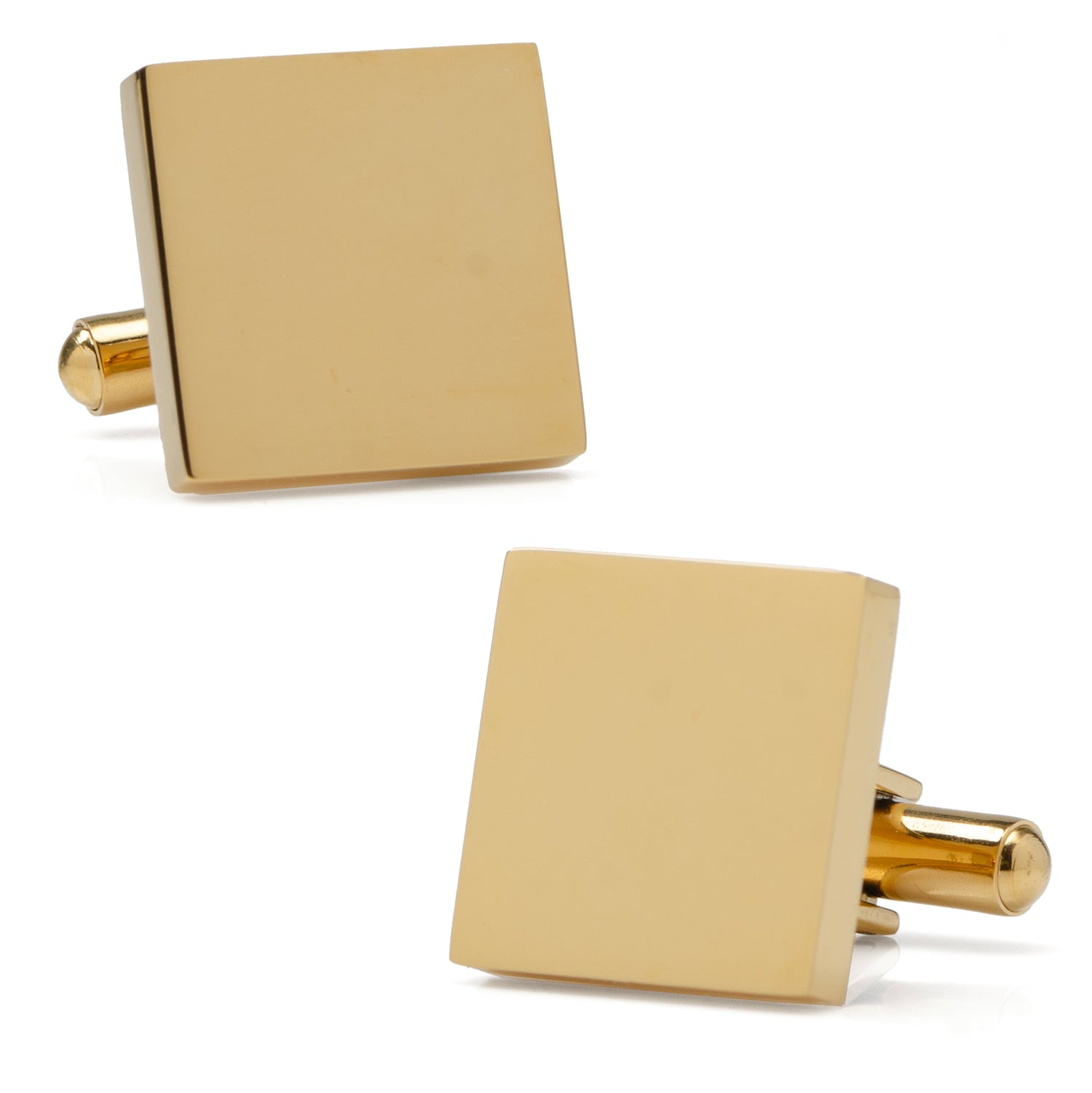 Gold Stainless Engravable Square Cufflinks Image 1