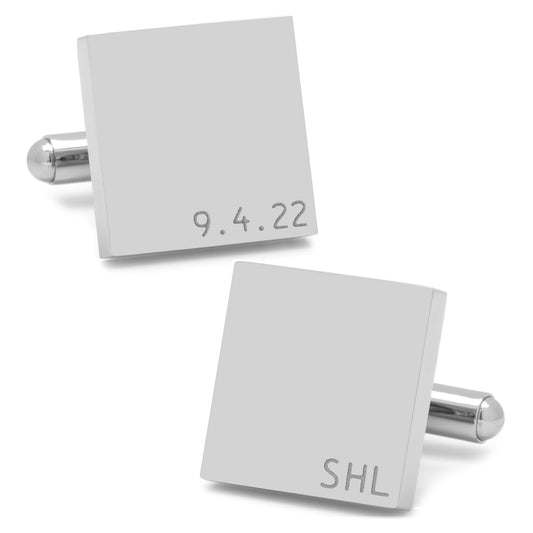 Typewriter Wedding Day Engravable Square Cufflinks Image 1