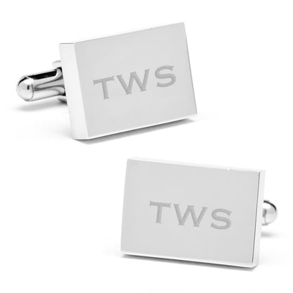 Stainless Steel Rectangle Infinity Engravable Cufflinks Image 5