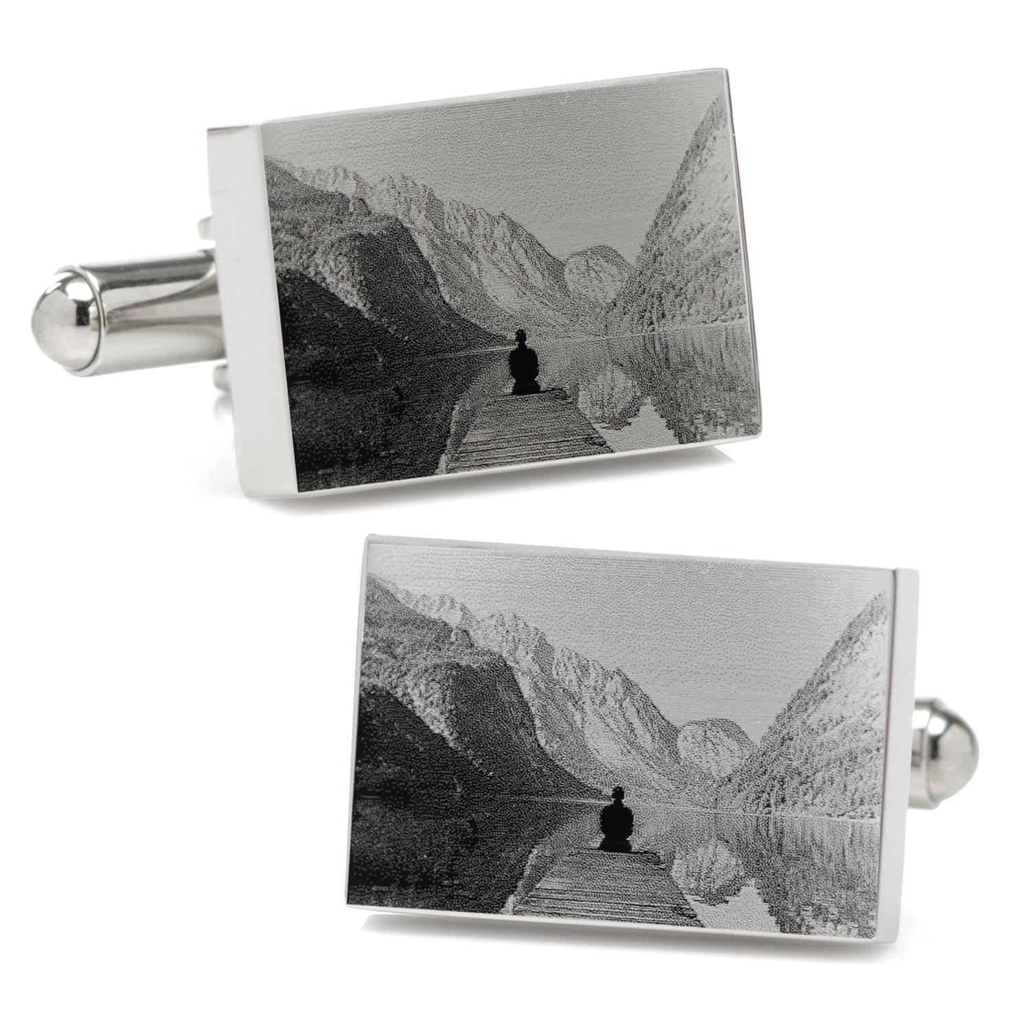 Stainless Steel Rectangle Infinity Engravable Cufflinks Image 7