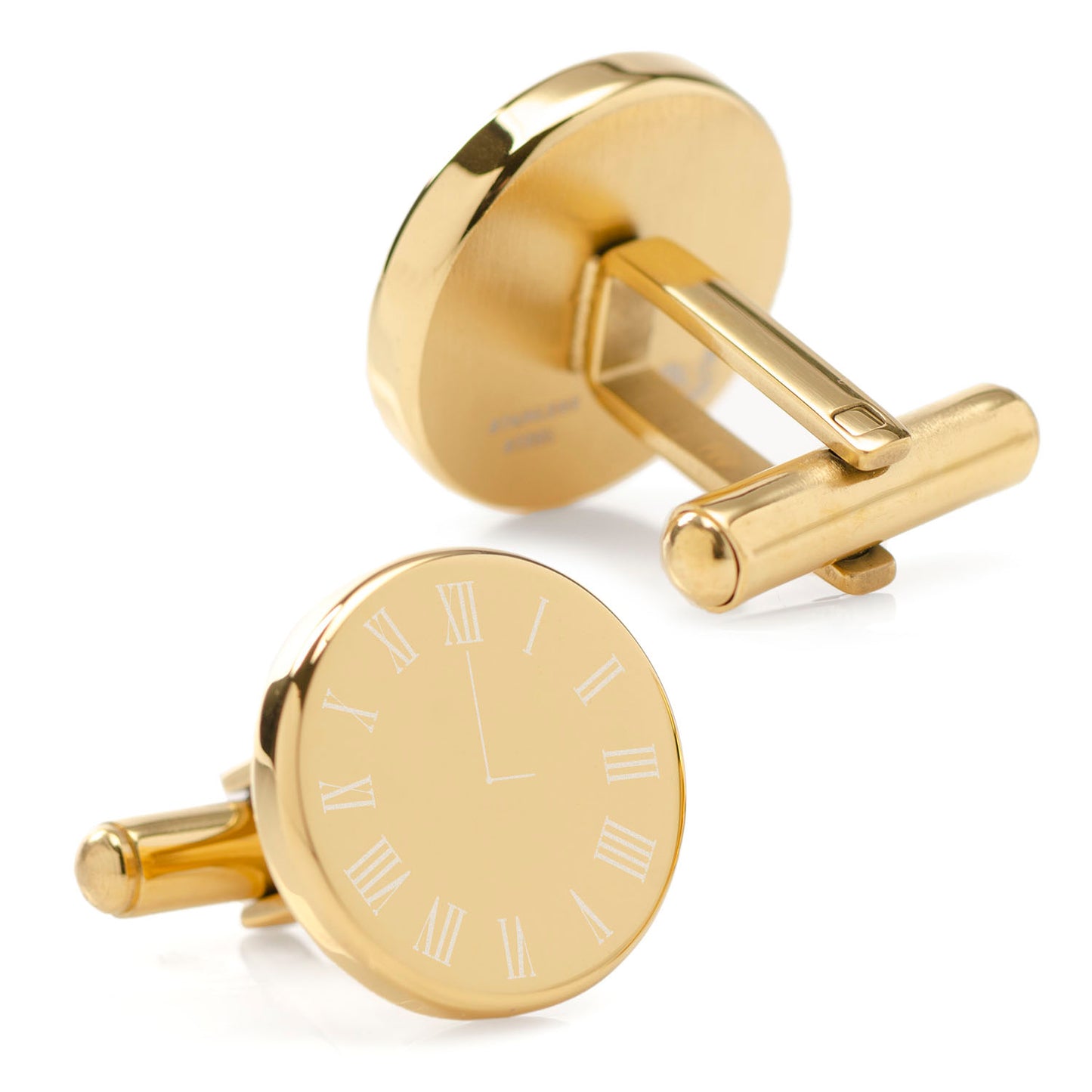 Custom Clock Engravable Gold Cufflinks Image 3