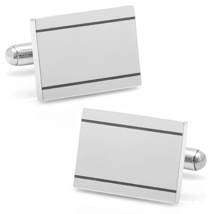 Stainless Steel Engravable Etched Frame Cufflinks Image 1