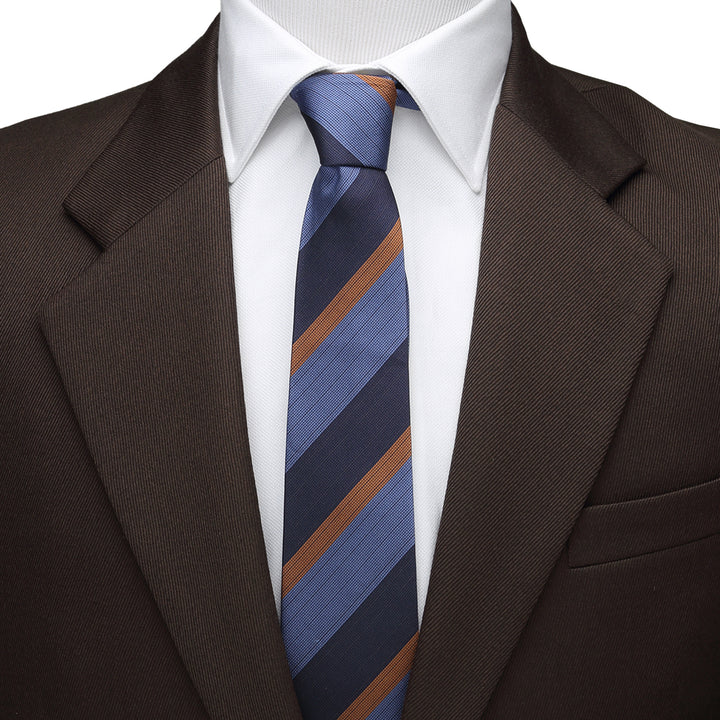 The Andrew Tie (Blue Orange Stripe Men's Tie) Image 2
