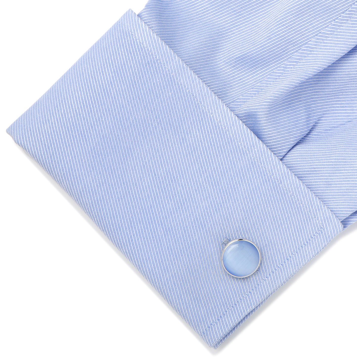 Silver and Blue Catseye Cufflinks Image 3