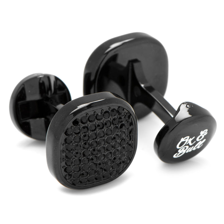 Stainless Steel Black Plated Black Pave Crystal Cufflinks Image 2