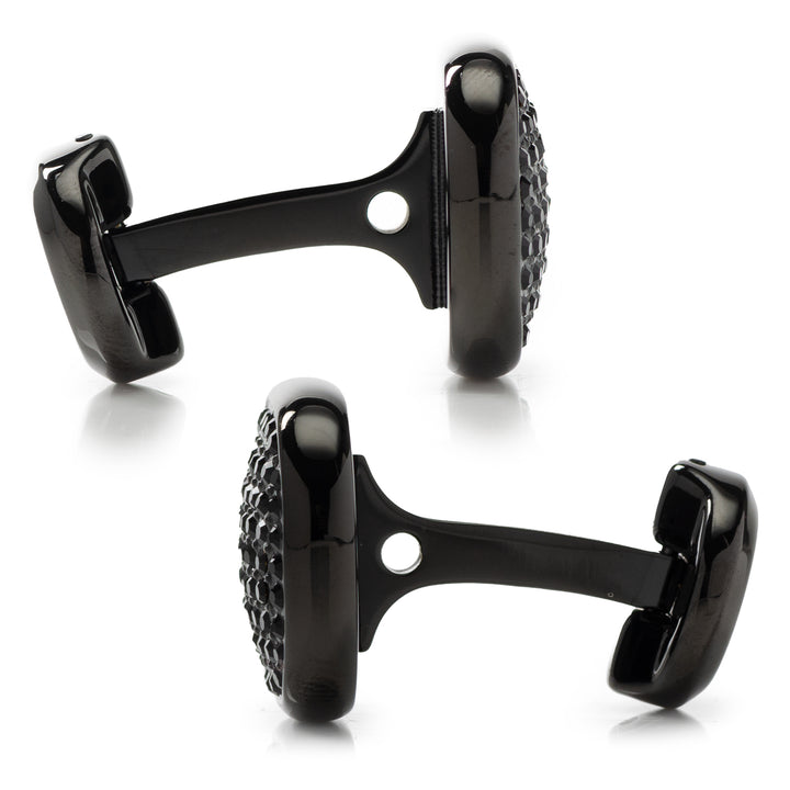 Stainless Steel Black Plated Black Pave Crystal Cufflinks Image 4